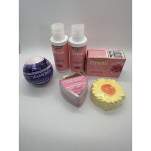 Bath & Body Gift Set Caress Beloved Bath Bombs Perfumed Fizzer Soap Travel Lot
